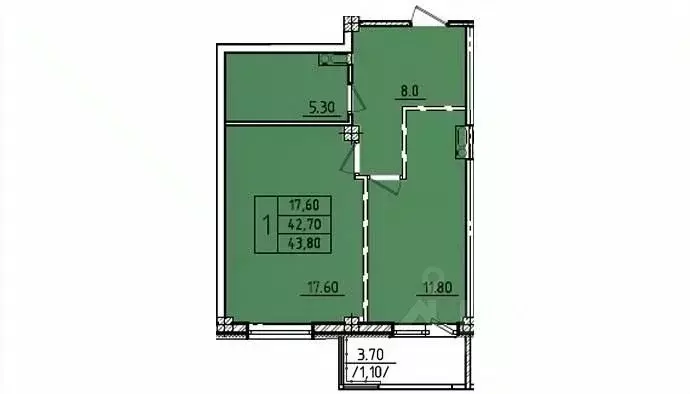 1-к кв. Омская область, Омск Волгоградская ул., 46 (45.1 м) - Фото 0