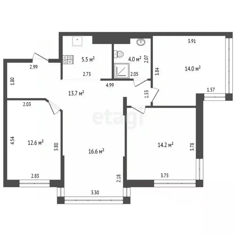 4-к кв. Кемеровская область, Кемерово ул. Мичурина, 58к1 (80.6 м) - Фото 1