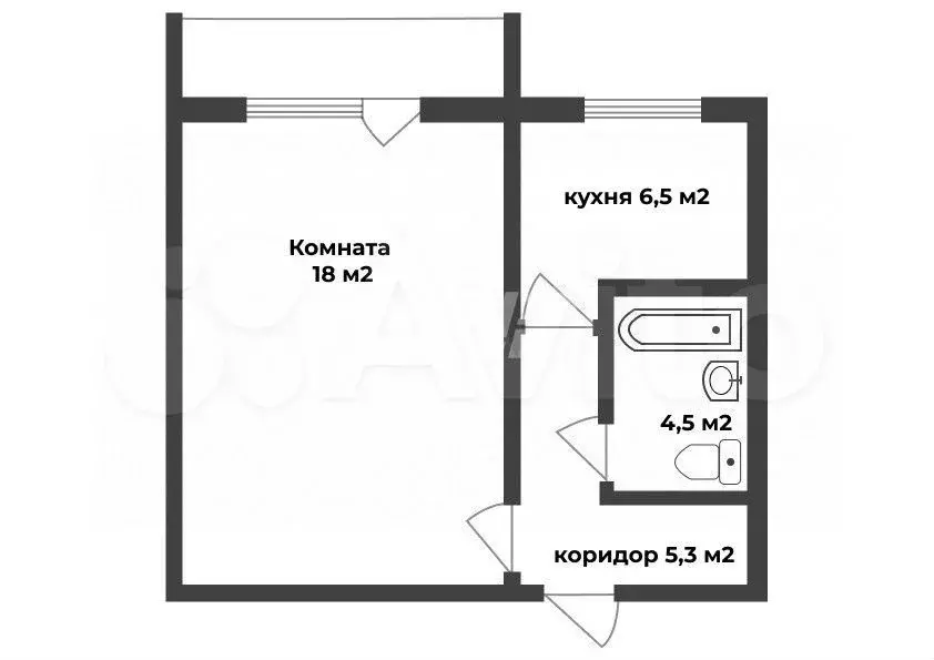 1-к. квартира, 33 м, 3/6 эт. - Фото 0