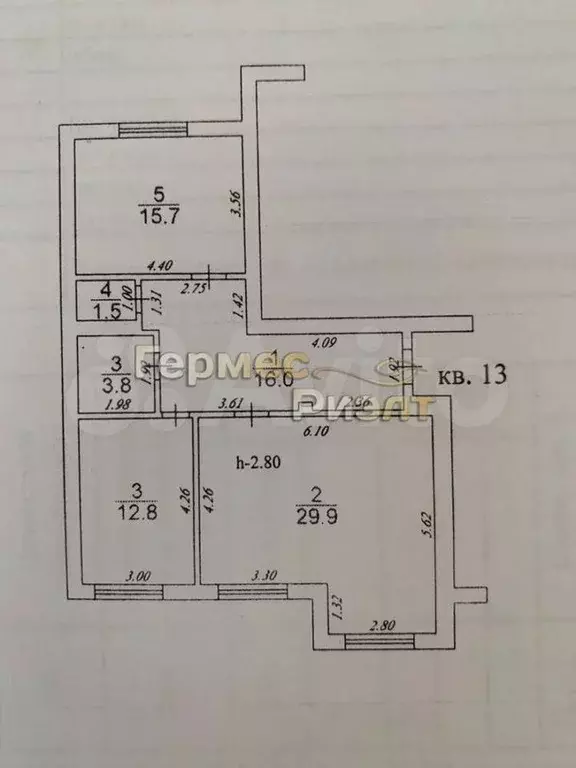 3-к. квартира, 79,7 м, 4/4 эт. - Фото 0