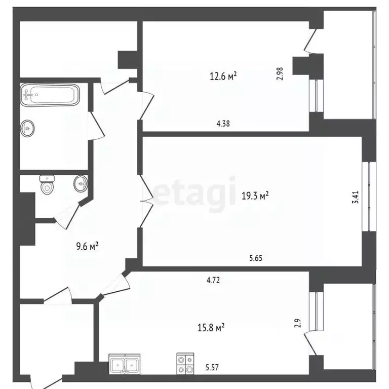 2-к кв. Омская область, Омск просп. Комарова, 15к3 (71.0 м) - Фото 2