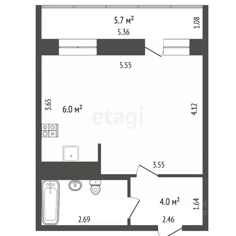 Студия Ямало-Ненецкий АО, Новый Уренгой просп. Губкина, 28 (30.5 м) - Фото 1