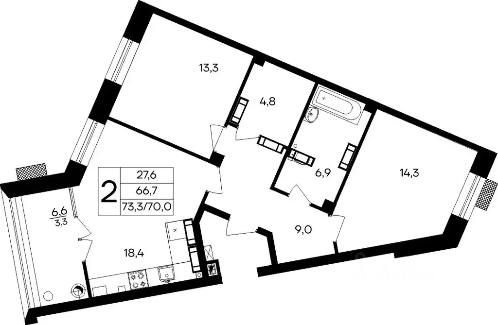 2-к кв. Севастополь Гагаринский муниципальный округ, Летчики мкр,  ... - Фото 1