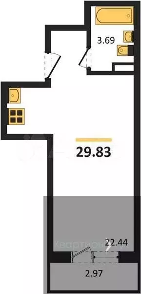 Квартира-студия, 29,8 м, 11/20 эт. - Фото 0