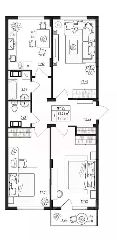 3-к кв. Ленинградская область, Гатчинский муниципальный округ, д. ... - Фото 1