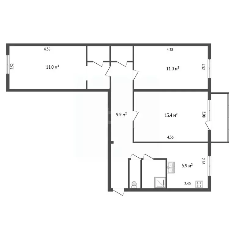 3-к кв. Ленинградская область, Сертолово Всеволожский район, Парковая ... - Фото 2
