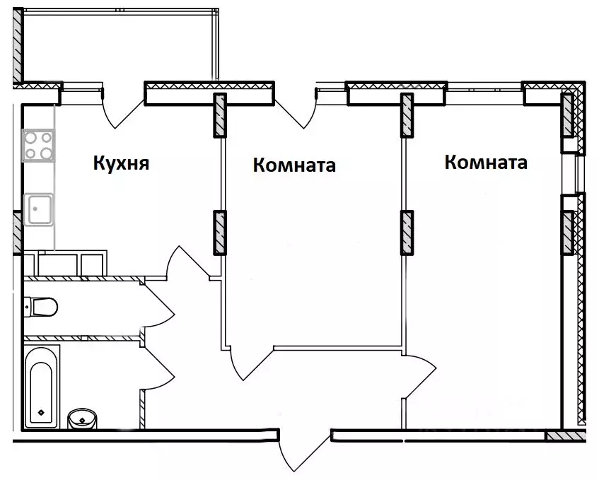 2-к кв. Псковская область, Псков ул. Шестака, 16 (62.4 м) - Фото 2