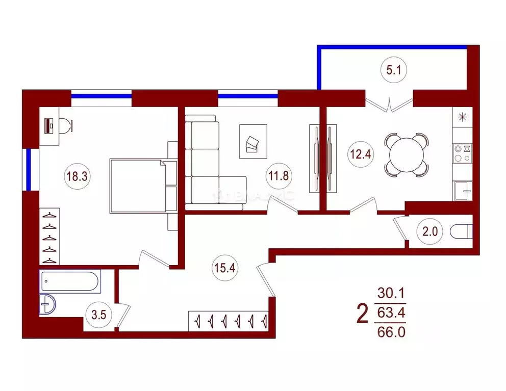 2-к кв. Воронежская область, Воронеж ул. 45-й Стрелковой Дивизии, ... - Фото 2