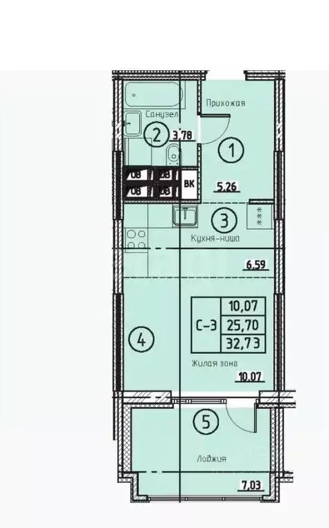 Студия Липецкая область, Липецк Елецкое ш., 9 (32.73 м) - Фото 2