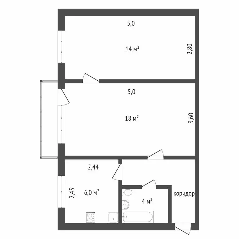 2-комнатная квартира: Ачинск, 4-й микрорайон, 1 (44.6 м) - Фото 1