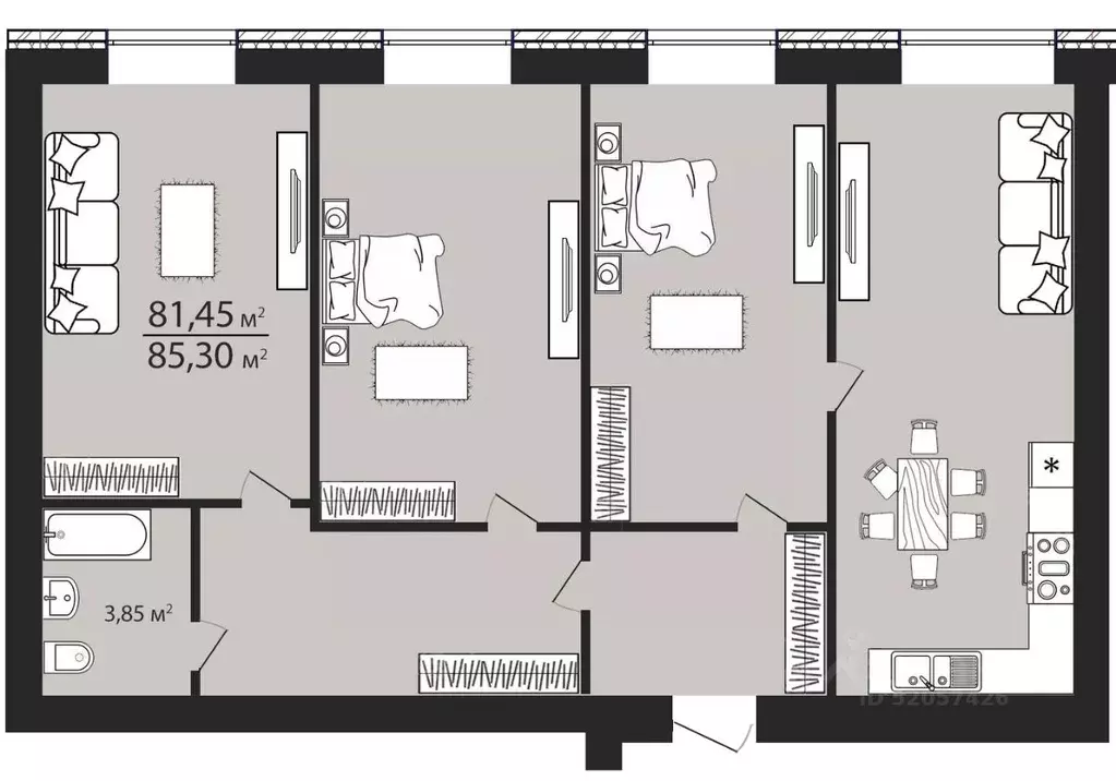 3-к кв. Ульяновская область, Ульяновск ул. Тимирязева, 48А (85.5 м) - Фото 1