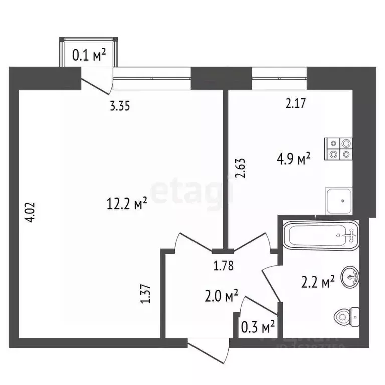 1-к кв. Саха (Якутия), Якутск Октябрьская ул., 19/1 (22.0 м) - Фото 1