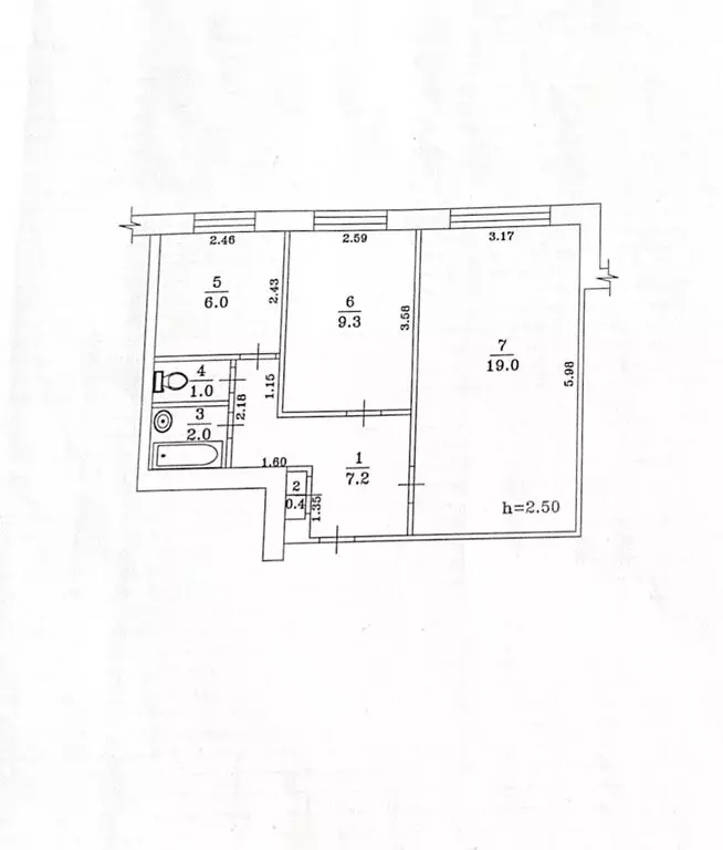 2-комнатная квартира: Набережные Челны, Московский проспект, 107 (44.9 ... - Фото 2