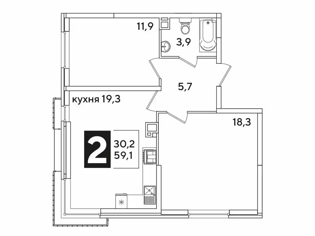 2-комнатная квартира: Краснодар, улица Западный Обход, 42 (59.7 м) - Фото 1