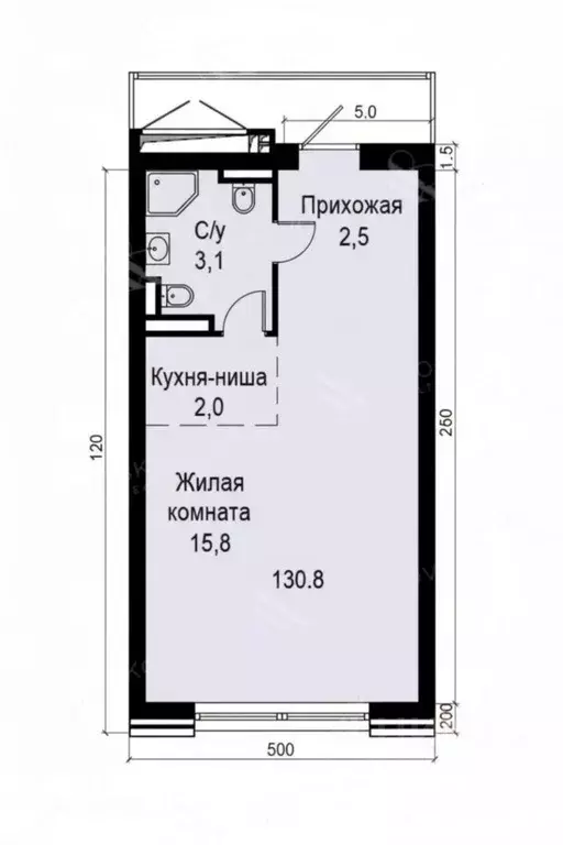 Студия Москва Новоостаповская ул., 20 (23.4 м) - Фото 2
