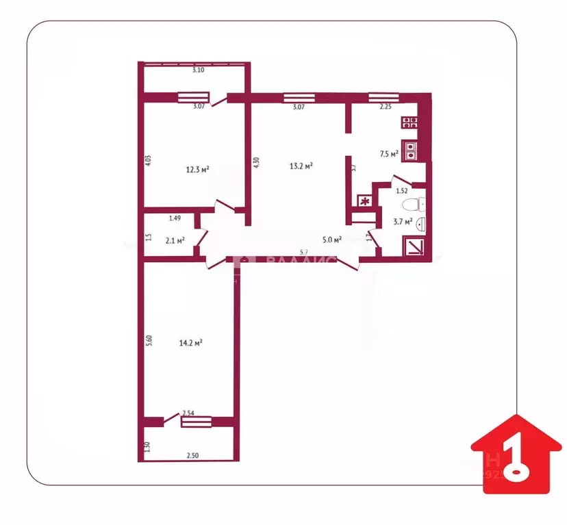 3-к кв. Омская область, Омск ул. Ватутина, 3 (61.0 м) - Фото 1