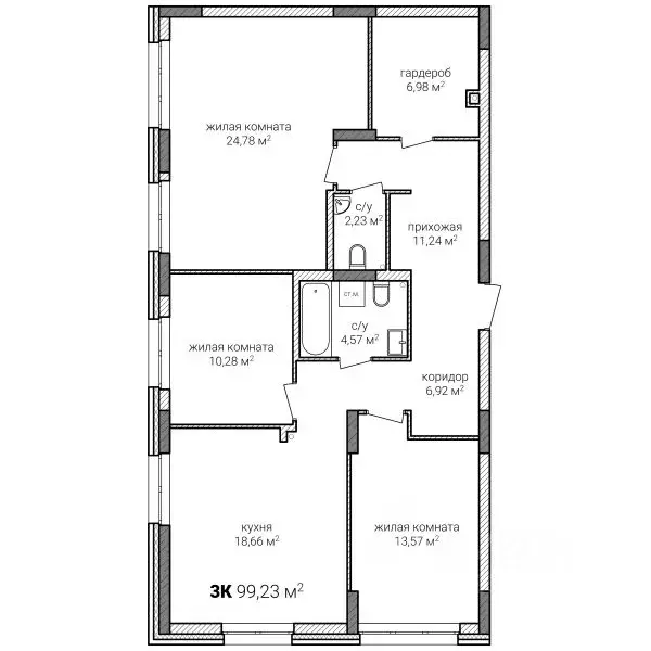 3-к кв. Нижегородская область, Нижний Новгород Зенит-2 жилой комплекс ... - Фото 1