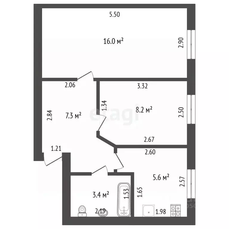 2-к кв. Забайкальский край, Чита ул. Курнатовского, 37 (41.0 м) - Фото 1