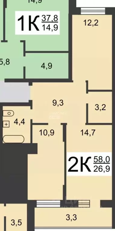 2-к кв. Нижегородская область, Нижний Новгород ул. Июльских Дней, 1к2 ... - Фото 1