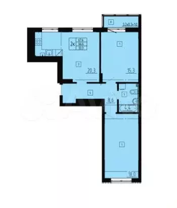 2-к. квартира, 67,6 м, 8/8 эт. - Фото 1