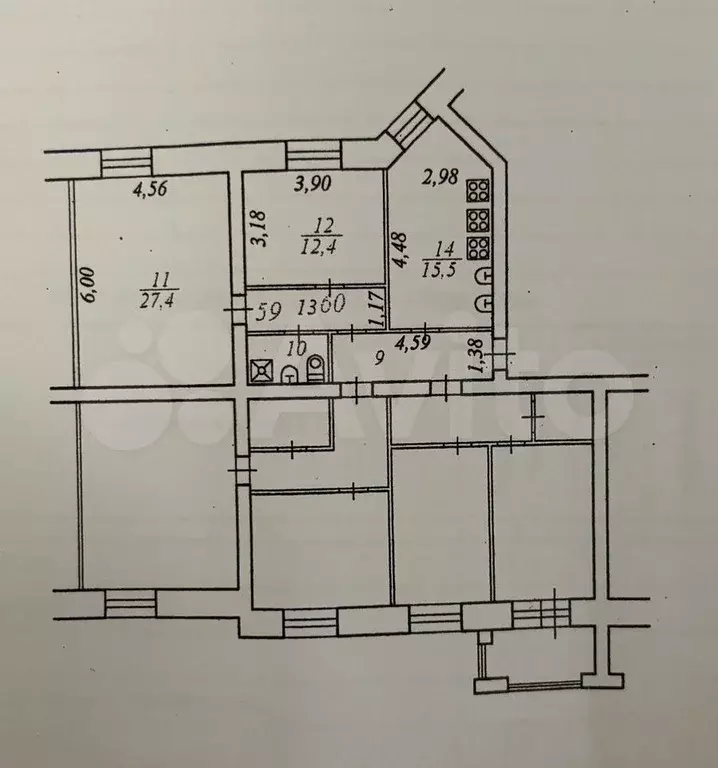 Комната 12,4 м в 2-к., 3/6 эт. - Фото 1