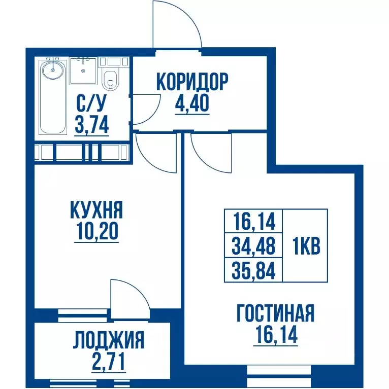 1-к кв. Санкт-Петербург Студенческая ул., 14к1 (35.84 м) - Фото 1