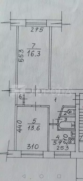 2-к. квартира, 47,6 м, 2/7 эт. - Фото 0