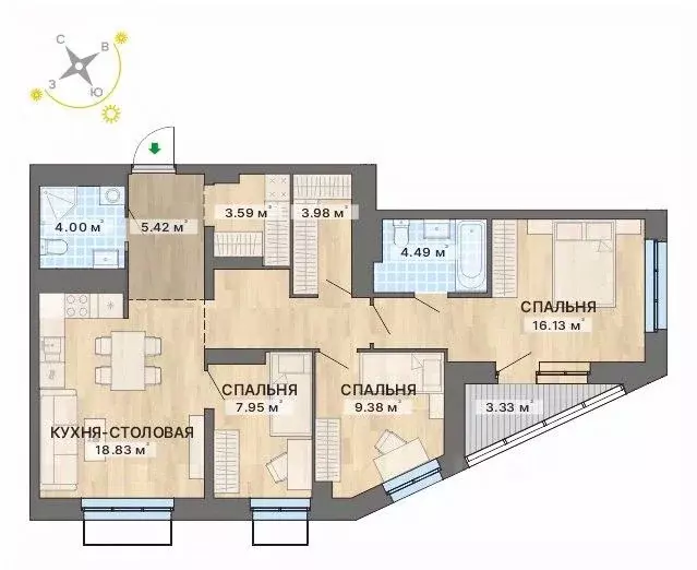 3-к кв. Свердловская область, Екатеринбург Уралмаш жилрайон, ул. ... - Фото 1