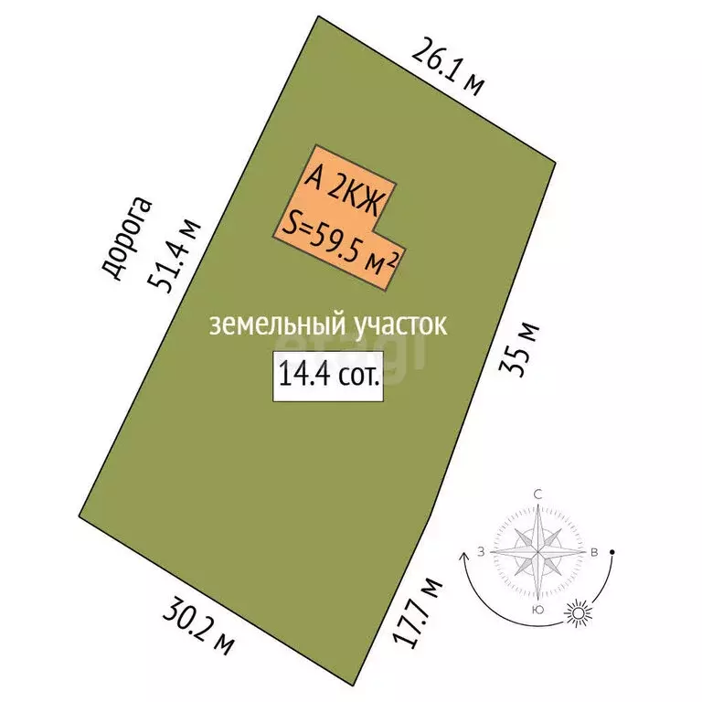 Дом в село Ярково, Первоапрельская улица (59.5 м) - Фото 1