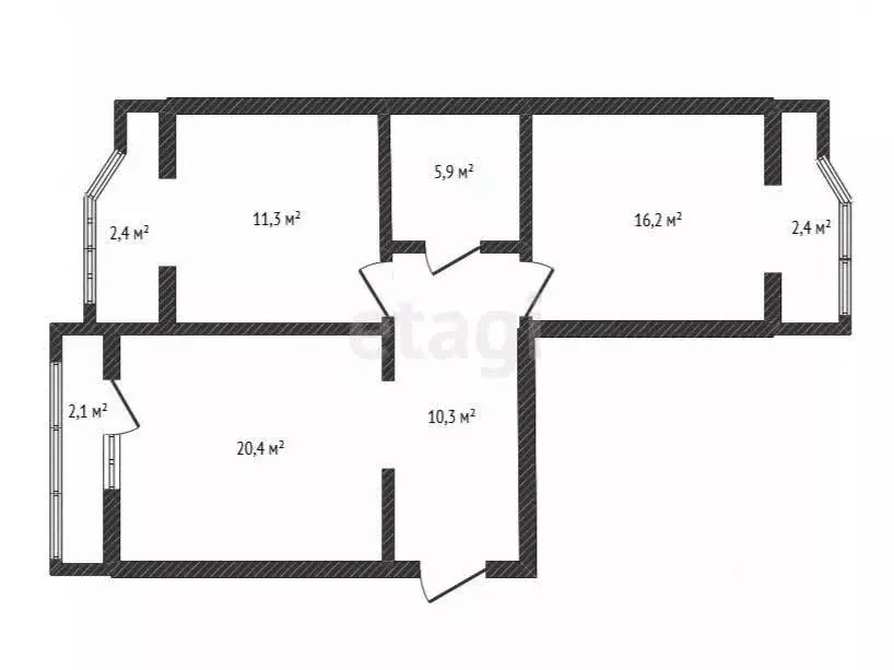 2-к кв. Краснодарский край, Краснодар Юбилейный мкр, наб. ... - Фото 1