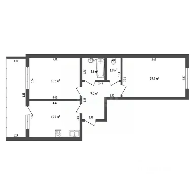 2-к кв. Чувашия, Чебоксары ул. Николая Рождественского, 4 (63.6 м) - Фото 2