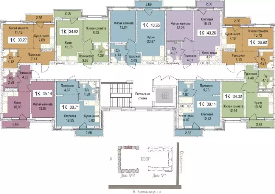 1-к кв. Новосибирская область, Новосибирск ул. Василия Клевцова, 3 ... - Фото 2
