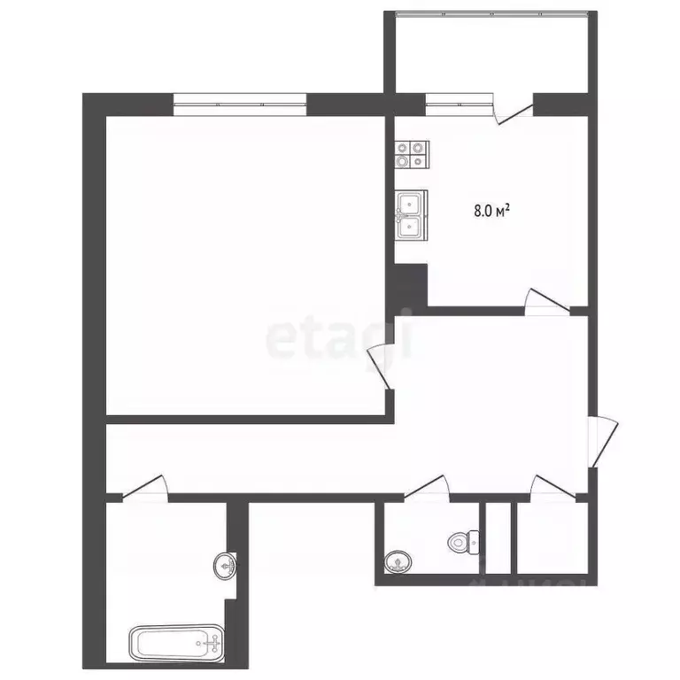 1-к кв. Ямало-Ненецкий АО, Новый Уренгой Оптимистов мкр, 2/2 (50.1 м) - Фото 2