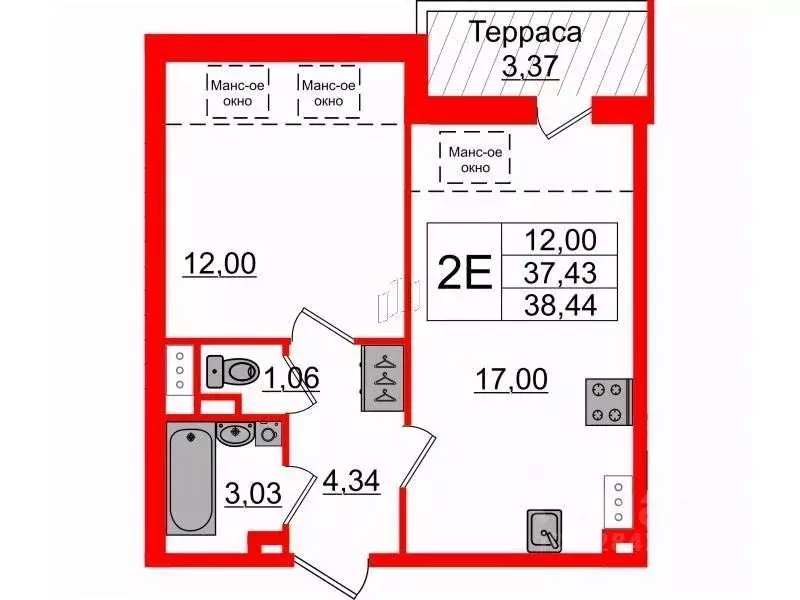 1-к кв. Санкт-Петербург ул. Георгия Гречко, 3 (37.0 м) - Фото 2