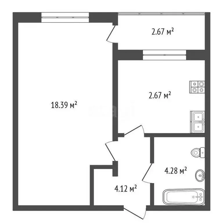 1-комнатная квартира: Тюмень, улица Червишевский Тракт, 45к3 (32.9 м) - Фото 0