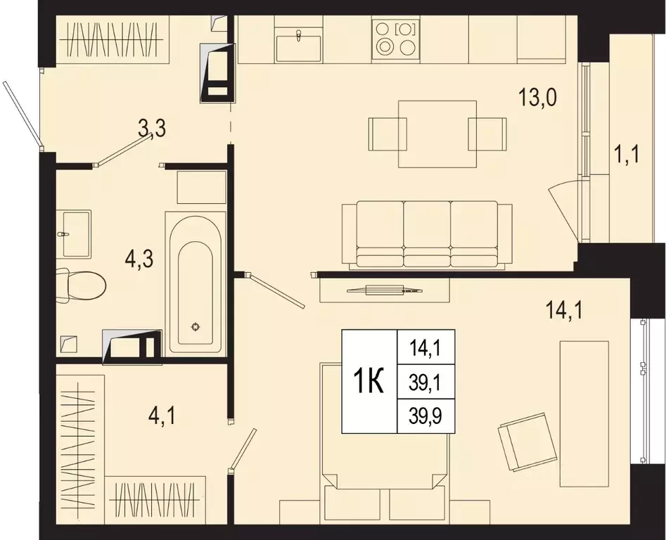 1-к кв. Московская область, Подольск городской округ, д. Борисовка ... - Фото 1