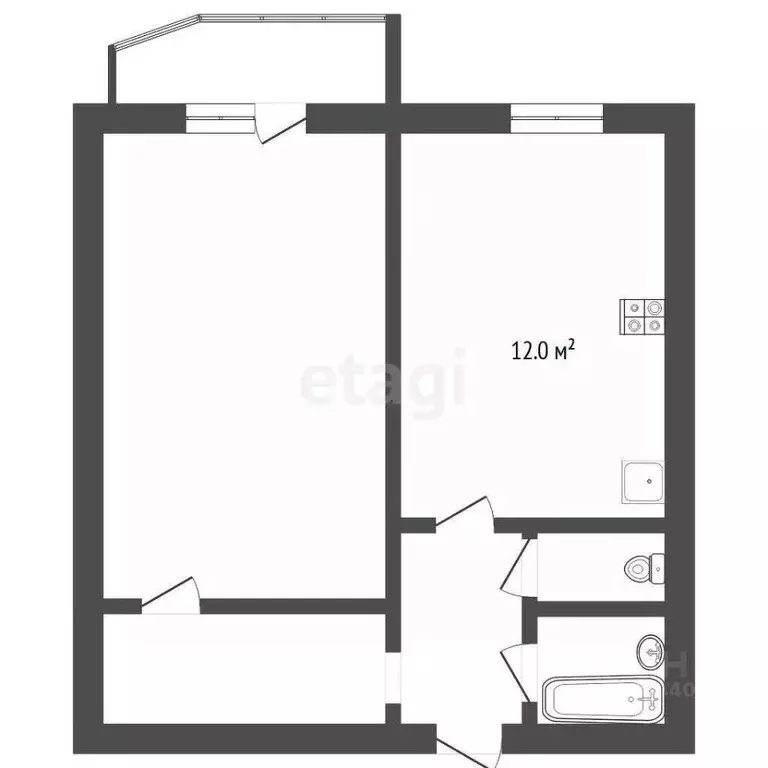 1-к кв. Тюменская область, Тюмень ул. Пермякова, 69к2 (44.6 м) - Фото 2