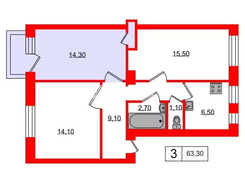 Комната Санкт-Петербург Курляндская ул., 47к1 (14.3 м) - Фото 1