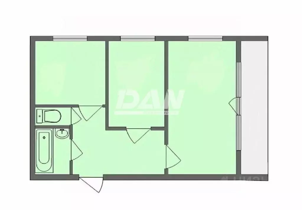 2-к кв. Челябинская область, Челябинск ул. Нахимова, 2 (52.6 м) - Фото 2