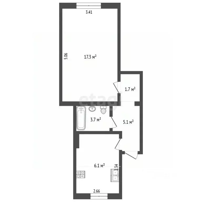 1-к кв. Севастополь ул. Портовая, 35 (33.9 м) - Фото 1