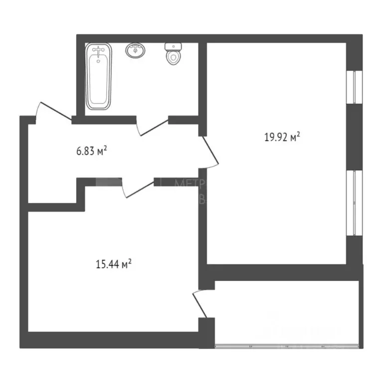 1-к кв. Тюменская область, Тюмень Ямская ул., 159с1/7 (46.69 м) - Фото 1