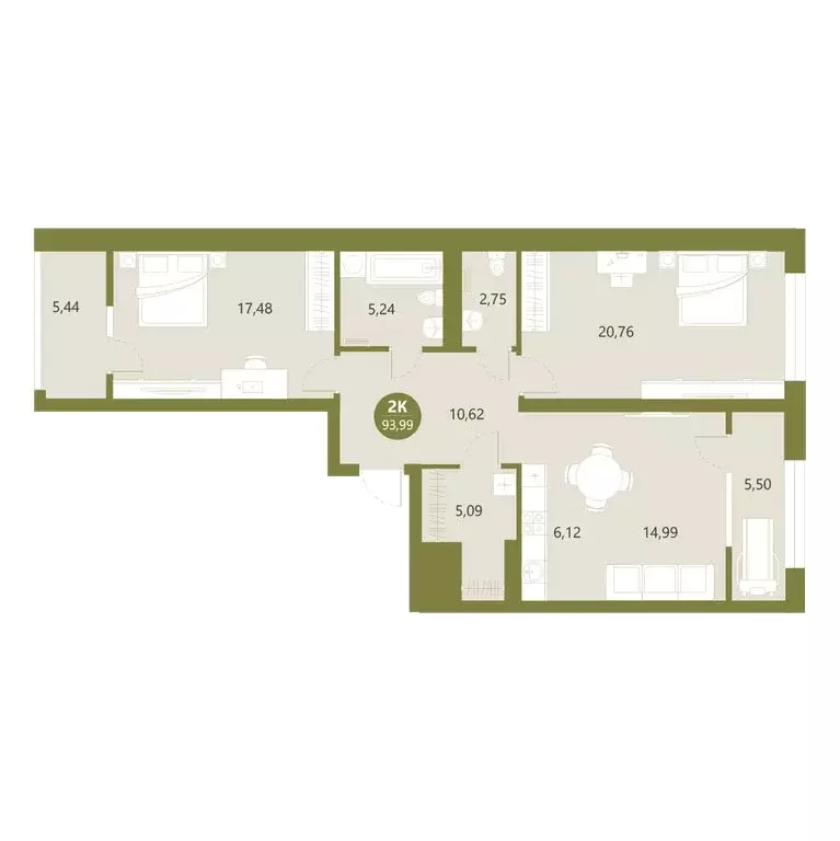 3-комнатная квартира: Тюмень, улица Евгения Войнова, 7 (92.9 м) - Фото 1