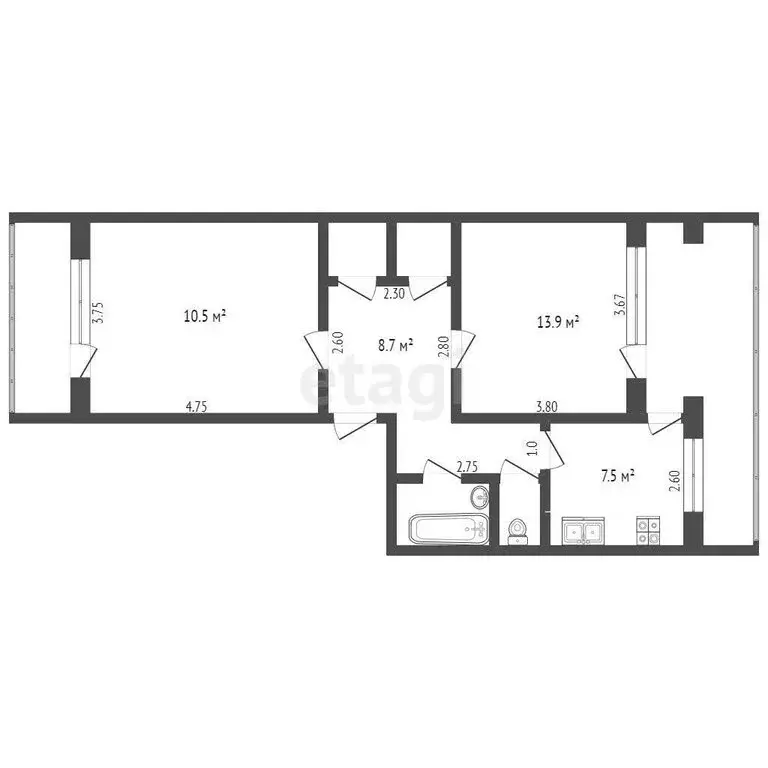 2-комнатная квартира: Бахчисарай, Музыкальный переулок, 3 (54.6 м) - Фото 1