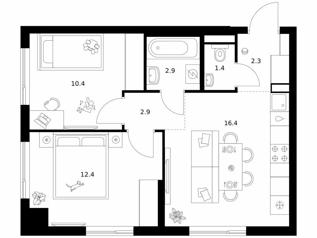 2-комнатная квартира: Зеленоград, Георгиевский проспект, 27к1 (48.7 м) - Фото 1