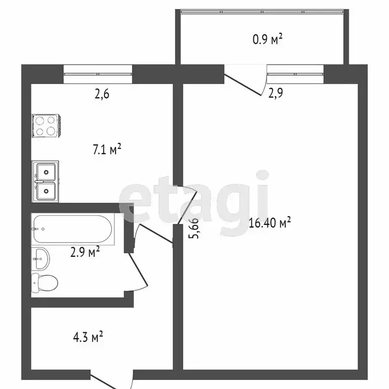 1-комнатная квартира: Тверь, улица Паши Савельевой, 23к1 (36.9 м) - Фото 1
