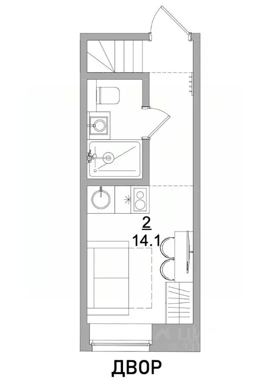 Студия Москва Страстной бул., 4С3 (17.5 м) - Фото 1