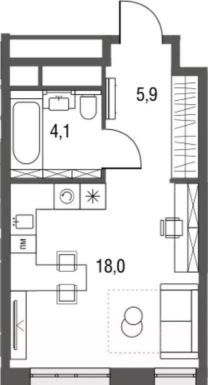 Студия Москва Тагильская ул., 4к2 (28.5 м) - Фото 0