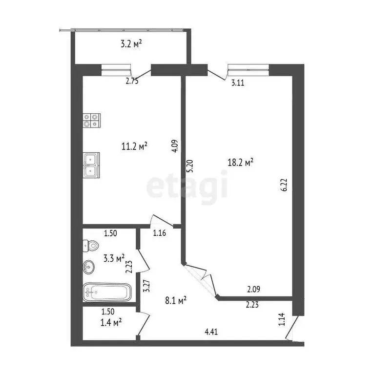 1-комнатная квартира: Томск, Советская улица, 69 (41.7 м) - Фото 1