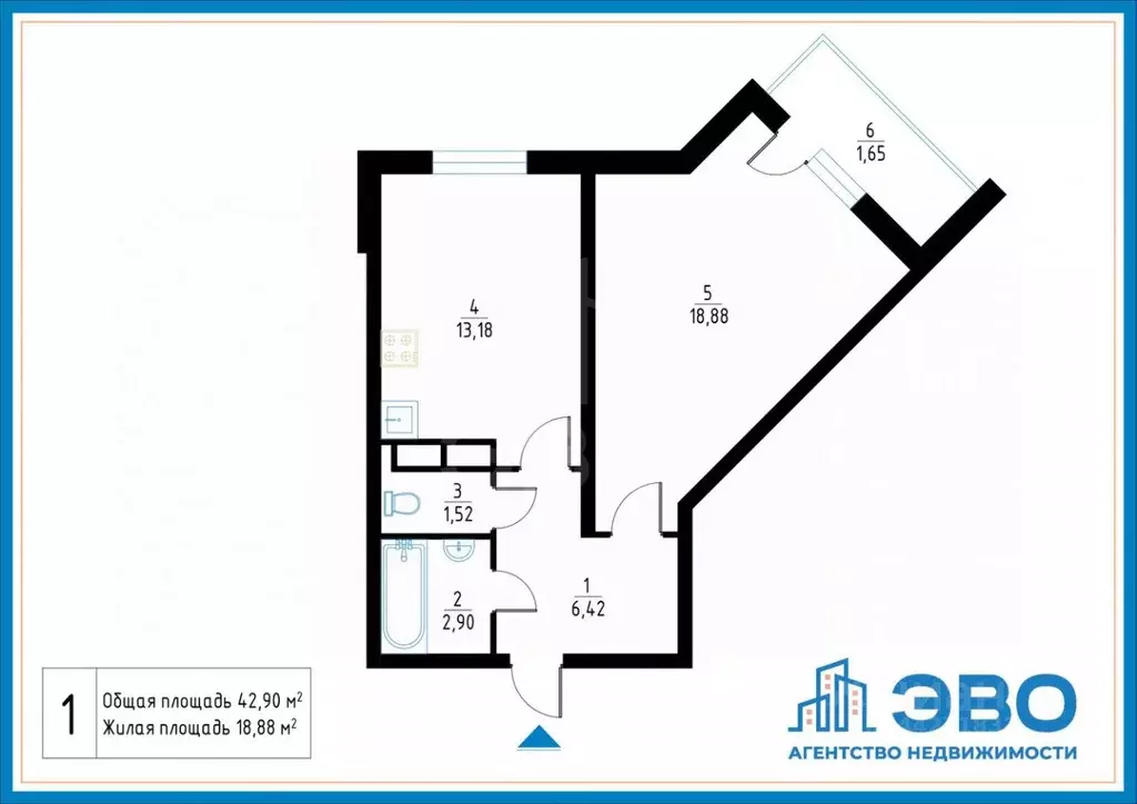 1-к кв. Санкт-Петербург Ленинский просп., 68 (42.0 м) - Фото 2