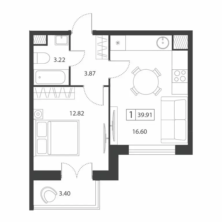 1-комнатная квартира: Тверь, микрорайон Южный (39.91 м) - Фото 1